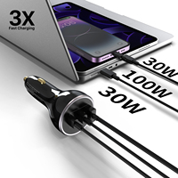 Chargeur de voiture USB C 3 ports 160W, adaptateur PD 100W Type C, charge rapide compatible avec iPhone 16, Galaxy S24 S23, écouteurs