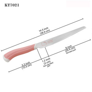 CHEFMADE KT7021 Cocina Hornear Promocional Cortador de cuchillo de pan de acero inoxidable dentado largo con mango de PP rosa - Product Image 4