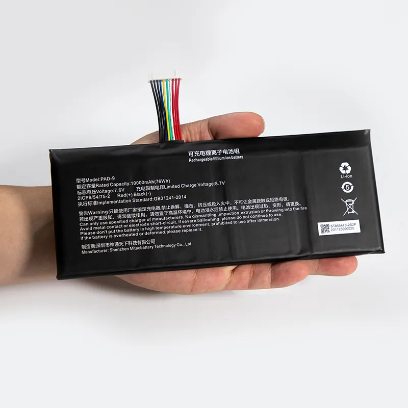 7,6 V 10000 mAh Lipo-Polymer-Batteriezelle wiederaufladbare Batterie für KPC PPC industrielles Flat-Panel-Display Tablet PC