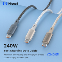 Câble Type-C Miccell en gros, charge rapide 240W, câble USB Type-C vers Type-C tressé avec puce E-Marker, câble de données et de charge sécurisé