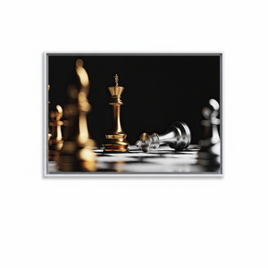 Modern Chess Pieces <b>Canvas</b> Print: Elegant Tempered Glass Artwork,WHITE <b>FRAMED</b> <b>CANVAS</b> - Product Image 2