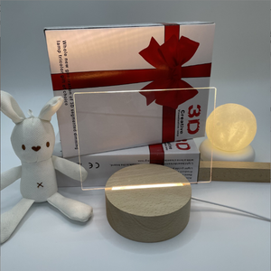 Notepad gỗ rắn LED đèn bàn USB Light-up bảng tin trẻ em Quà tặng phòng ngủ bầu không khí ánh sáng 3D ánh sáng ban đêm - Product Image 3