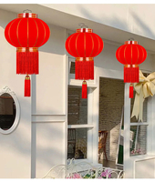 Grande Lanterne Rouge Style Chinois pour le Festival du Printemps, Décorations Suspendues en Flanelle pour Balcon, Extérieur, Porte, Nouvel An