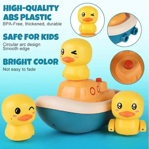 Jouets <span class=keywords><strong>de</strong></span> <span class=keywords><strong>bain</strong></span> pour enfants en plastique ABS <span class=keywords><strong>de</strong></span> haute qualité, sûrs pour les enfants, design circulaire, bords lisses, couleurs vives, animaux, canard jaune - Product Image 3