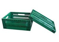 Caisse en plastique pliable et empilable pour le stockage et le transport de fruits et légumes, en PP robuste, 400x300x170mm