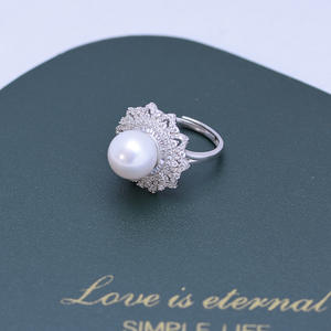 10-11mm White Freshwater Pearl <b>Ring</b> <b>for</b> <b>Women</b> S925 Silver Full <b>Set</b> with Open Design Strong Light and Fine Flaws - Product Image 5