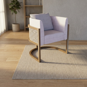 Modern Wicker Accent Chair Single Seater <b>Sofa</b> Armchair Fabric Cushioned Leisure Seat for Living Room Balcony - Product Image 4