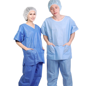 핫세일 일회용 부직포 SMS CE 인증 정전기 방지 알코올 혈액 방지 반팔 의료 보호복 - Product Image 3