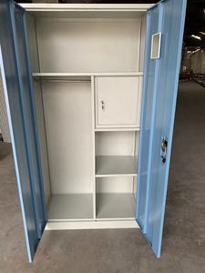 Armoire de rangement moderne à <span class=keywords><strong>2</strong></span> portes pour la maison, armoire en acier métallique avec miroir, design personnalisé pour la chambre à coucher - Product Image 4