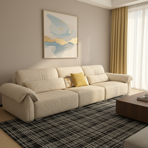 Divano Letto Modulare <span class=keywords><strong>Moderno</strong></span> VONLIVA in Legno Massello e Vera Pelle, Personalizzabile per <span class=keywords><strong>Soggiorno</strong></span> di Villa - Product Image 1