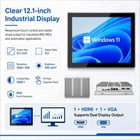 Panel PC Industrial IP65 de 12.1 Pulgadas, Computadora Táctil de Aluminio sin Ventilador con HD-MI, VGA, 2 LAN, 4GB de RAM, 128GB SSD para Automatización