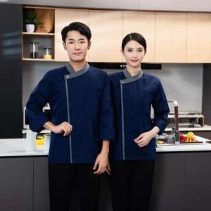 Camiseta de manga larga con escote gris, ropa de trabajo impermeable, catering, restaurante, cocina, panadería, Chef turco, uniforme de cocinero personalizado - Product Image 2