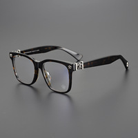 CH8055 Lunettes de Prescription pour Hommes Femmes Rétro Affaires Grande Monture en Acétate Bleu Blocage de la Lumière Diamant Classique Rectangle
