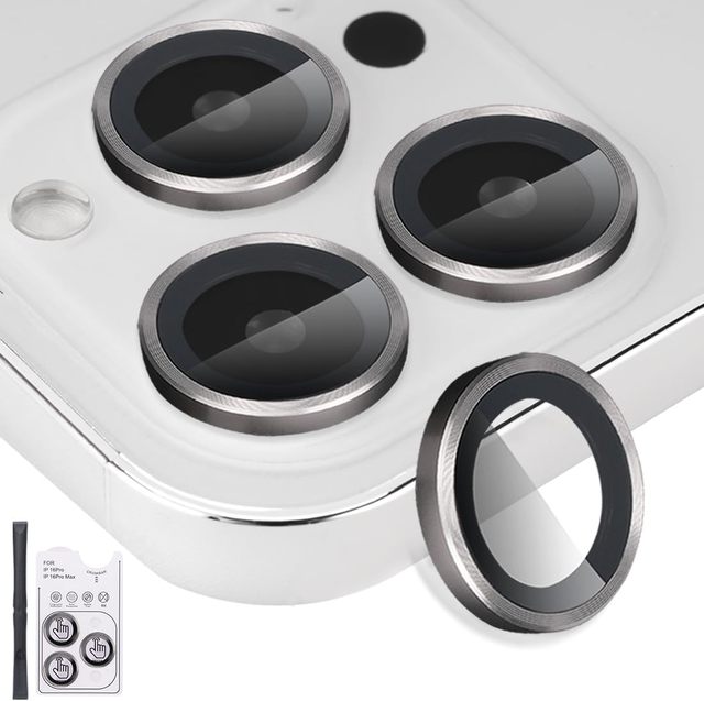 Ring Camera Lens Protector for iPhone 17 16 15 14 13 12 11 Pro Max Plus Titanium Aluminum Alloy Metal Camera Tempered Glass