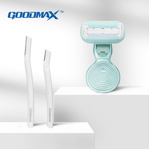 เครื่องกันขนคิ้วสำหรับผู้หญิง Goodmax พร้อมที่โกนขนใต้วงแขนและทั่วร่างกาย สีชมพูขาว ใช้แบตเตอรี่ ล้างทำความสะอาดได้ - Product Image 2
