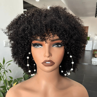 Perruques courtes bouclées afro kinky en gros, sans colle, en cheveux humains brésiliens vierges bruts, boucles volumineuses, perruque courte bouclée