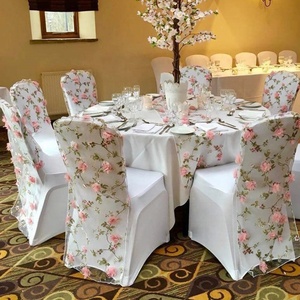 Mantel Redondo de Organza con Flores Personalizado, Bordado de Rosas, Malla de Encaje, Cubiertas <span class=keywords><strong>para</strong></span> Mesa <span class=keywords><strong>para</strong></span> Decoración de Bodas, Fiestas y Eventos - Product Image 3