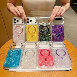 Senyork camera holder magnetic charging marble IMD phone case for iPhone 17 pro max 16 15 14 laser shockproof back cover - Product Image 1