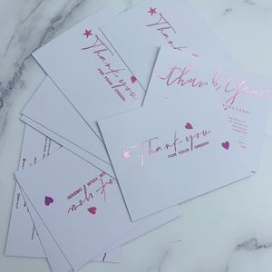 Tarjetas de Agradecimiento Personalizadas con Impresión en Dorado Rosa - Tarjetas de Felicitación Bilingües en Inglés y Español para Comercio Electrónico - Product Image 6