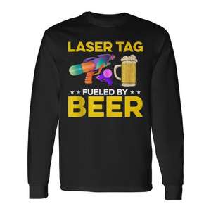 T-shirt à manches longues Laser Tag Fueled By Beer, vêtements décontractés unisexes pour adultes - Product Image 1