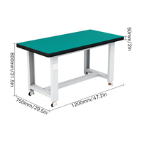 Table de travail antistatique ESD à cadre en acier pour charges lourdes avec prise d'alimentation pour la réparation électronique, l'assemblage, le laboratoire et l'usine