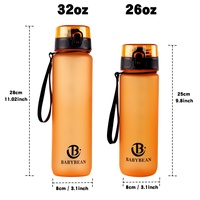 Bouteille d'eau réutilisable Babybean 1000ml & 750ml en PC, minimaliste, anti-fuite, avec couvercle, corde et échelle de temps