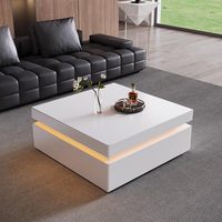 Table basse moderne en granit de luxe avec éclairage d'ambiance LED, table de loisirs créative pour salon, hôtel et bureau