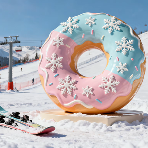 Estatua de Donut <span class=keywords><strong>Gigante</strong></span> de Fibra de Vidrio Pintada a <span class=keywords><strong>Mano</strong></span>, Personalizada con Color y Logotipo, para Decoración de Tiendas al Aire Libre - Product Image 4
