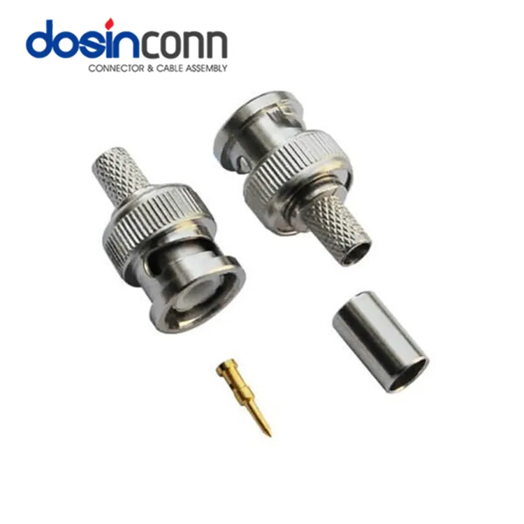 BNC RG59 Male Twist-on RF Coax Coaxial Cable Pin Connector for CCTV Security Camera Crimp Soldering Type 4k 90 75ohm Straight