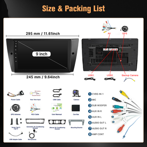 เครื่องเล่นวิดีโอ <span class=keywords><strong>MP3</strong></span>สเตอริโอสำหรับรถยนต์9นิ้วแยกหน้าจอพร้อมกล้องถอยหลังด้านหลังแบบ HD สำหรับ BMW 3 Series - Product Image 6