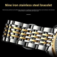 Aili Feida Montre à quartz pour homme avec bracelet en acier inoxydable, boîtier de 9 mm, étanche 30 m, cadran à aiguilles lumineuses