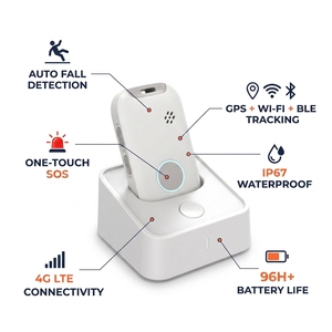 Alarma de Seguridad Personal Eview, Rastreador <span class=keywords><strong>GPS</strong></span> Inteligente y <span class=keywords><strong>Localizador</strong></span> 4G, Botón SOS, Dispositivo de Detección de Caídas para Personas Mayores, Botones de Pánico - Product Image 1