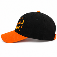 Topi Bisbol Halloween Kustom Bordir Labu Hitam Oranye untuk Wanita Pria Topi Trucker Snapback Hadiah Liburan