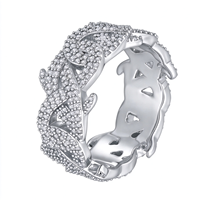 Bague unisexe classique Hip Hop en argent sterling S925 pavée de moissanite D VVS1, style cubain à motif épines et bulles, pour cadeau, fête ou usage quotidien