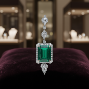 E2348 Colgante de Esmeralda Verde con Detalles de Diamantes, Joyería Fina - Product Image 2