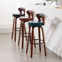 Tabouret de bar pivotant haut de gamme avec dossier en bois courbé, siège rembourré pour comptoir de cuisine