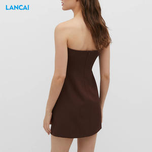 Robes décontractées solides pour femmes Mini robe à fronces pour femmes - Product Image 4