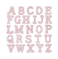 Badge personnalisé en perles de cristal roses et chiffres, lettres en strass, applique thermocollante pour broderie thermocollante