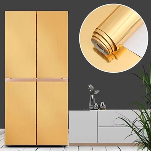 Películas Decorativas con Acabado Metálico Cepillado ORON, <span class=keywords><strong>Papel</strong></span> Adhesivo <span class=keywords><strong>de</strong></span> PVC Brillante Impermeable, Rollo <span class=keywords><strong>de</strong></span> <span class=keywords><strong>Papel</strong></span> Tapiz Autoadhesivo, Vinilo Decorativo - Product Image 3