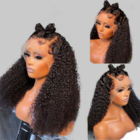 Perruques Courtes Bob en Cheveux Humains Brésiliens Naturels Bouclés Kinky, Perruques Frontales en Dentelle Suisse pour Femmes Noires, Perruques Courtes Pixie en Cheveux Humains