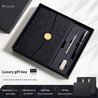 Set Regalo Aziendale Professionale All'Ingrosso: Taccuino A5 in PU con Copertina Rigida, Penna a Sfera, Penna Roller e Chiavetta USB
