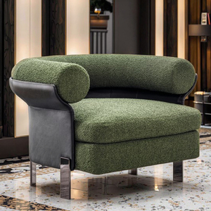 Divano singolo di design italiano, poltrona da soggiorno in velluto, divano componibile a tre posti, divano per hall di hotel - Product Image 1