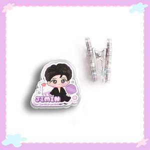 Clips en acrylique PP KPOP JUNGKOOK V JIMIN personnalisés RM JIN J-HOPE SUGA, porte-page avec figurines de dessins animés, fournitures quotidiennes unisexes, cadeau pour les fans - Product Image 2