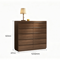 Commode de luxe moderne avec 8 tiroirs en bois de zèbre rouge massif, autoportante pour chambre et salon