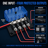 Portafusibles MEGA/AMG de 4 Vías con 4 Fusibles ANM Atornillables de 100A para Autos