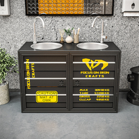 Station de lavage des mains de style industriel, base en métal rétro pour une utilisation en extérieur dans les restaurants, les bars à grillades, les jardins et les patios
