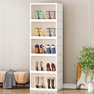 ตู้เก็บรองเท้าพลาสติกแบบพับได้ความจุสูงแบบพกพาใช้ในครัวเรือน - Product Image 6