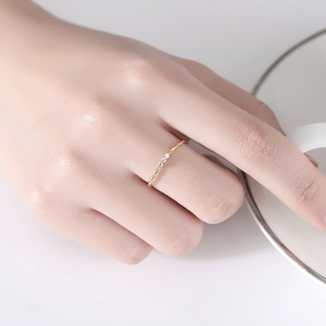 CZCITY Kim Cương Mỏng 925 Người Phụ Nữ Vàng Sterling Bạc Mới Hợp Thời Trang Lớp Ngón Tay Micro Nhẫn Tối Giản - Product Image 3