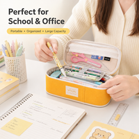 Trousse à crayons de grande capacité, organisateur de papeterie à trois couches, pochette à fermeture éclair multi-compartiments pour fournitures scolaires et de bureau pour étudiants