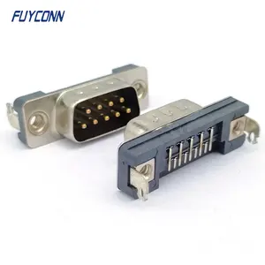 Konektor D-SUB 1.5mm Profit rendah PCB DIP sudut kanan konektor VGA 9Pin, konektor ramping pria 9 pin